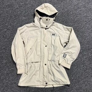 Helly Hansen Parka Jacket Womens Small Beige Helly-Tech Hooded Gorpcore H99
